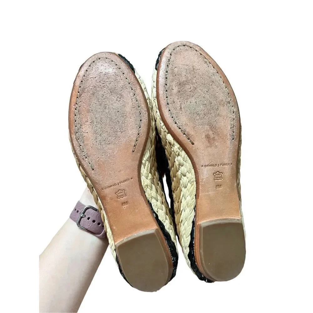 Donald Pliner Gret Braided Rafia‎ Woven Tri-color Ballet Flats size 6
